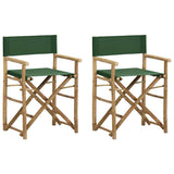 313032 Folding Director's Chairs 2 pcs Green Bamboo and Fabric