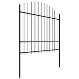 Garden Fence with Spear Top Steel 181x175 cm Black 144944