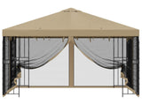 Garden Gazebo with Sidewalls 3 x 3 m Beige Polyester and Steel 900337