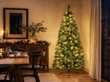 6FT Green Pencil Christmas Tree with Pointed PVC, 582 Tips, 3-Section Auto Tree, 300 Warm White 70481744