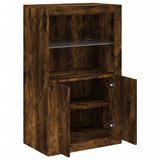 Side Cabinet with LED Lights Smoked Oak Engineered Wood 836627