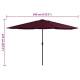 Garden Parasol with Metal Pole 390 cm Bordeaux Red 47382