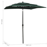 3-Tier Garden Parasol with Aluminium Pole Green 2x2 m 313845