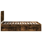 Bed Frame Smoked Oak 120 x 190 cm Solid Pine Wood 3412519