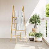 Double Towel Ladder with 5 Rungs Bamboo 50x160 cm 243714