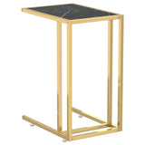 Computer Side Table Black Marble 50x35x65 cm Tempered Glass 331647
