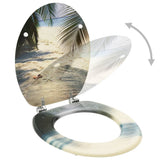 WC Toilet Seats with Lid 2 pcs MDF Beach Design 3056410