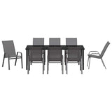 Garden Dining Set 9 pcs Grey and Black Powder-coated Steel 3379127