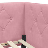 Corner Bed Frame with Headboard Pink 90 x 200 cm Velvet 42016609