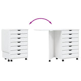 Rolling Cabinet with Desk MOSS White Solid Wood Pine 355901