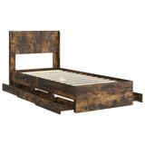 Bed Frame with Storage and Headboard Smoked Oak 100 x 200 cm 3414333