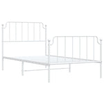 ZNTS Metal Bed Frame without Mattress with Footboard White 100x190cm 373948
