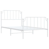 ZNTS Metal Bed Frame without Mattress with Footboard White 100x190cm 373948