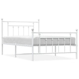 Bed Frame White Powder-Coated Steel Single Bed Frame 353599