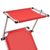 Sun Lounger Red Aluminium, Textilene Standard Foldable 44334