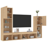 4 Piece TV Wall Units with LED Sonoma Oak Engineered Wood 3216656
