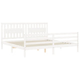 Bed Frame without Mattress White 200x200 cm Solid Wood 3194332