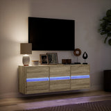 TV Wall Cabinet with LED Lights Sonoma Oak 130x31x45 cm 852301
