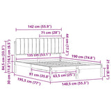 Bed Frame with Upholstered Headboard Light Grey 135 x 190 cm 878059