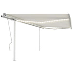 ZNTS Manual Retractable Awning with LED 4.5x3.5 m Cream 3070042