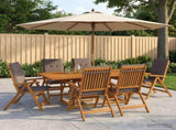 7-Piece Garden Dining Set Natural Solid Acacia Wood 3434525