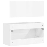 Bathroom Cabinet with Mirror High Gloss White Engineered Wood 833883