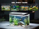 28L Glass Aquarium Fish Tank with Filter, LED Lighting, for Betta, Guppy, Mini Parrot Fish, Shrimp, T3398P350115