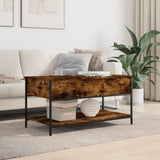 Coffee Table Smoked Oak 100x50x50 cm Engineered Wood and Metal 845348