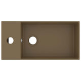 Bathroom Sink with Overflow Ceramic Matt Cream 146996