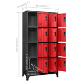 Locker Cabinet Anthracite and Red 90x45x180 cm Steel 339817