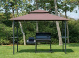 2.5x1.5m Grill Gazebo Canopy, Double Tiered Outdoor BBQ Gazebo Shelter with 2 Side Shelves T3398P325241