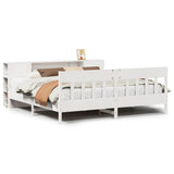 Bookcase Bed without Mattress White 180x200 cm Super King Solid Wood Pine 3323174
