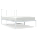 ZNTS Metal Bed Frame without Mattress with Headboard White 90x200cm 352522