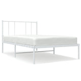 ZNTS Metal Bed Frame without Mattress with Headboard White 90x200cm 352522