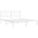 Metal Bed Frame without Mattress with Headboard White 150x200cm 376179