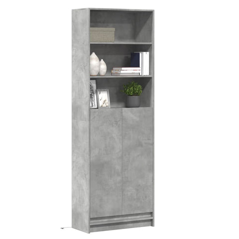 Highboard with LED Concrete Grey 69x32.5x200 cm Engineered Wood 3307908