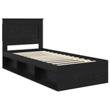 Bed Frame with Headboard Black 90 x 200 cm Solid Pine Wood 3410137