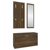 3-in-1 Shoe Cabinet Set Brown Oak Engineered Wood 342576