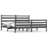 Bed Frame Grey Solid pine wood 200x200 cm Durable Bed Frame 3103735