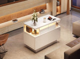 High Gloss Table with 2 drawer, LED lights, pull-out tray, Centre Table, Sofa Side Table, N605P388084W
