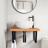 Basin Shelf Wall Mounted Steel and Solid Wood Beech 3302515