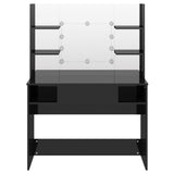 Makeup Table with LED Lights 100x40x135 cm MDF Shining Black 331541