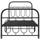 Metal Bed Frame without Mattress with Footboard Black 90x200cm 377128