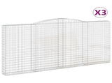 Arched Gabion Baskets 3 pcs 400x30x200/220 cm Galvanised Iron 3146932