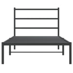 Metal Bed Frame without Mattress with Headboard Black 100x190cm 355359