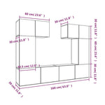 6 Piece TV Cabinet Set White Engineered Wood 3114454