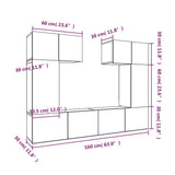 6 Piece TV Cabinet Set White Engineered Wood 3114454