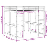 ZNTS Loft Bed with Desk and Ladder 180x200 cm Super King Solid Wood Pine 3284230