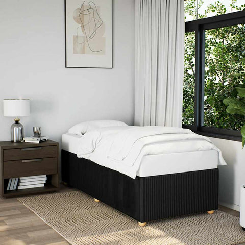 ZNTS Bed Frame without Mattress Black Single Fabric 3285037
