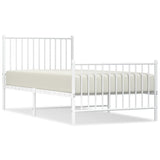 Metal Bed Frame without Mattress with Footboard White 90x190cm 350941
